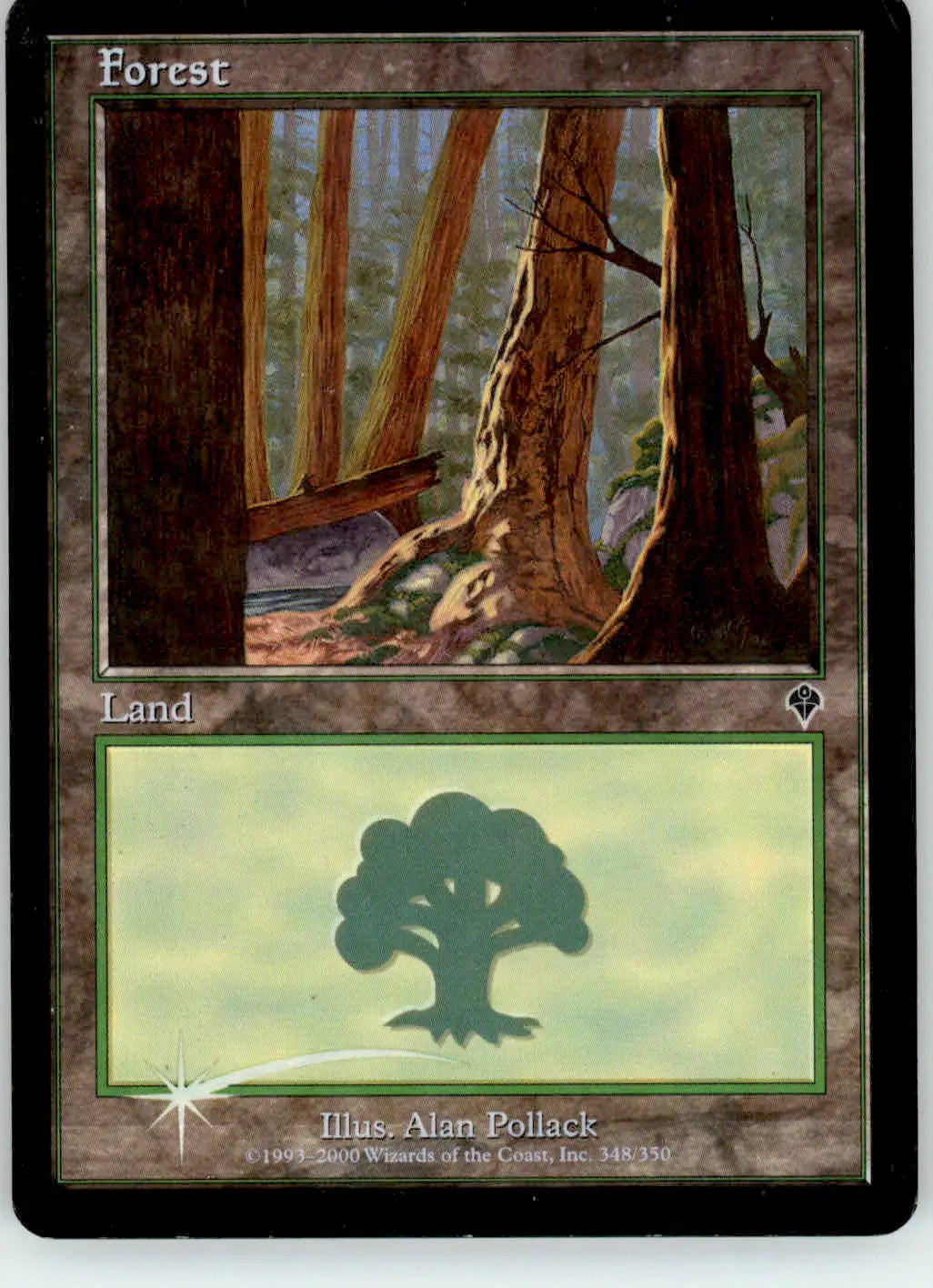Forest (348) - Invasion - 348 - Foil MP Magic: The Gathering - Magic Card Single