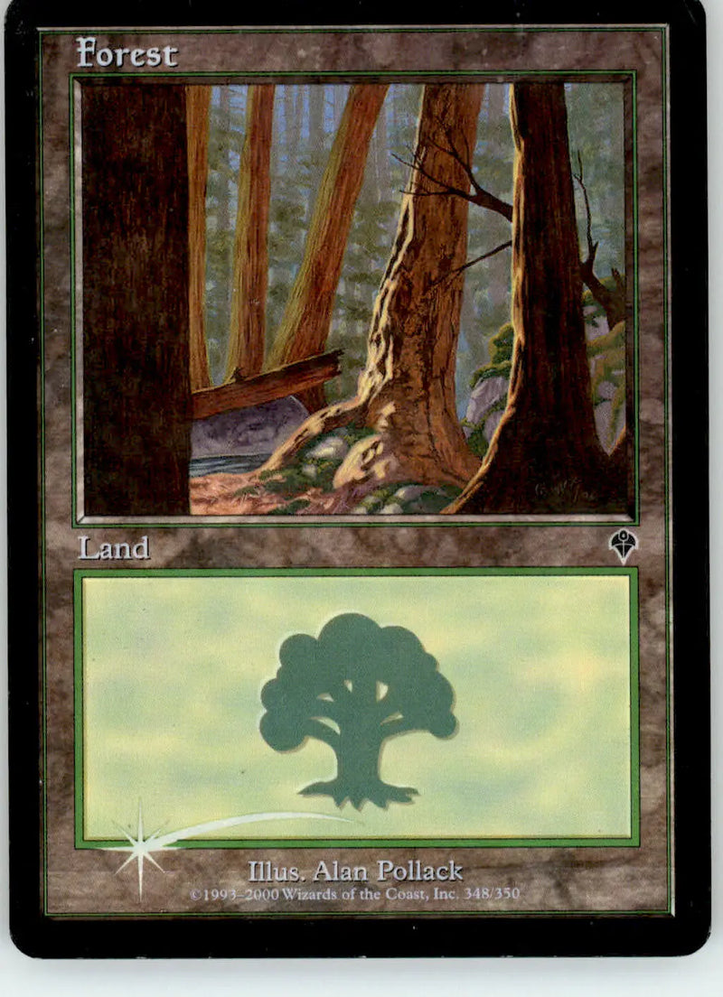 Forest (348) - Invasion - 348 - Foil MP Magic: The Gathering - Magic Card Single