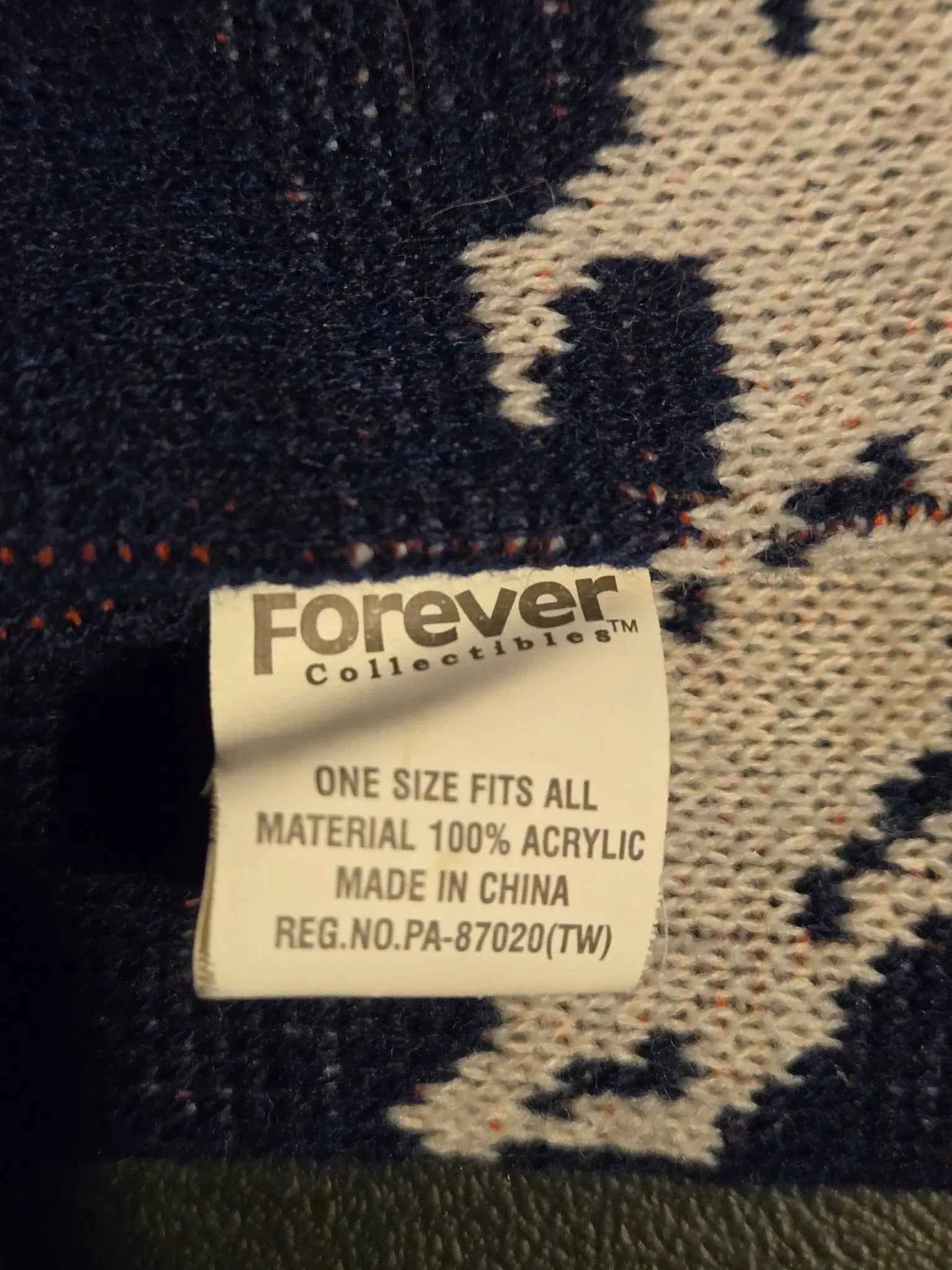 Forever Collectibles Scarf Unisex One Size Denver Broncos Knit Navy Orange Logo - Apparel