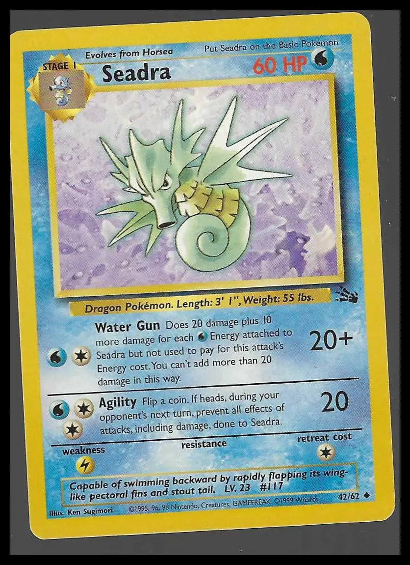 Fossil #42/62 Seadra 1ST Edition 1995 Never Played Mint - Pokémon Card Single