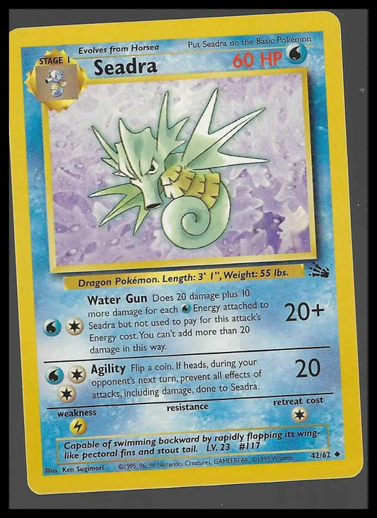 Fossil #42/62 Seadra 1ST Edition 1995 Never Played Mint - Pokémon Card Single