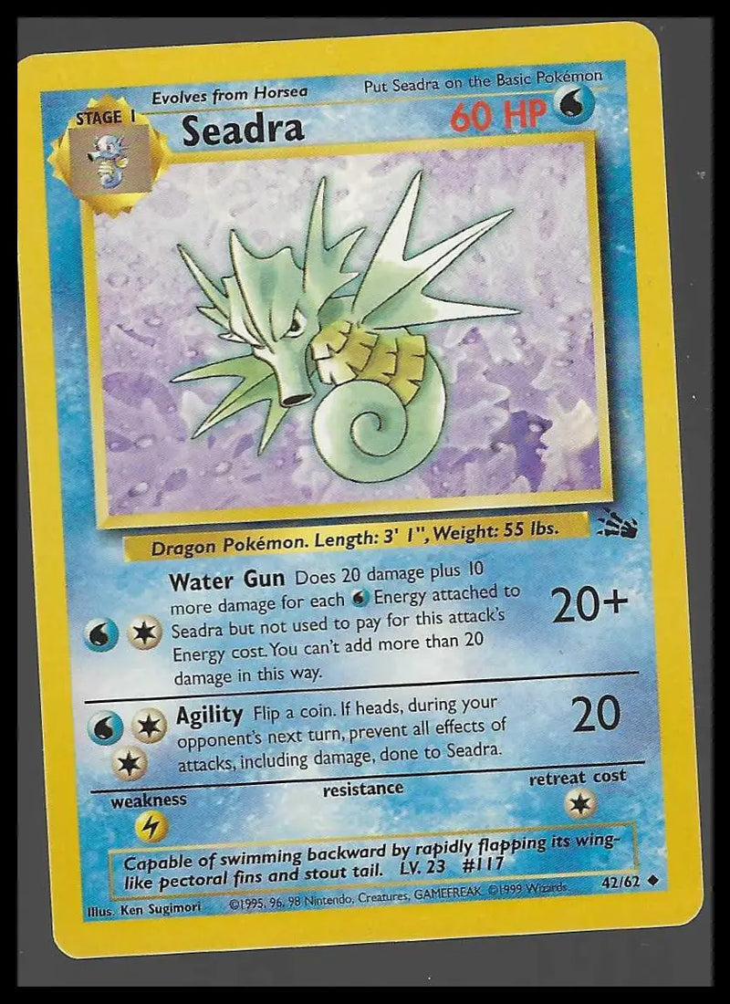 Fossil #42/62 Seadra 1ST Edition 1995 Never Played Mint - Pokémon Card Single