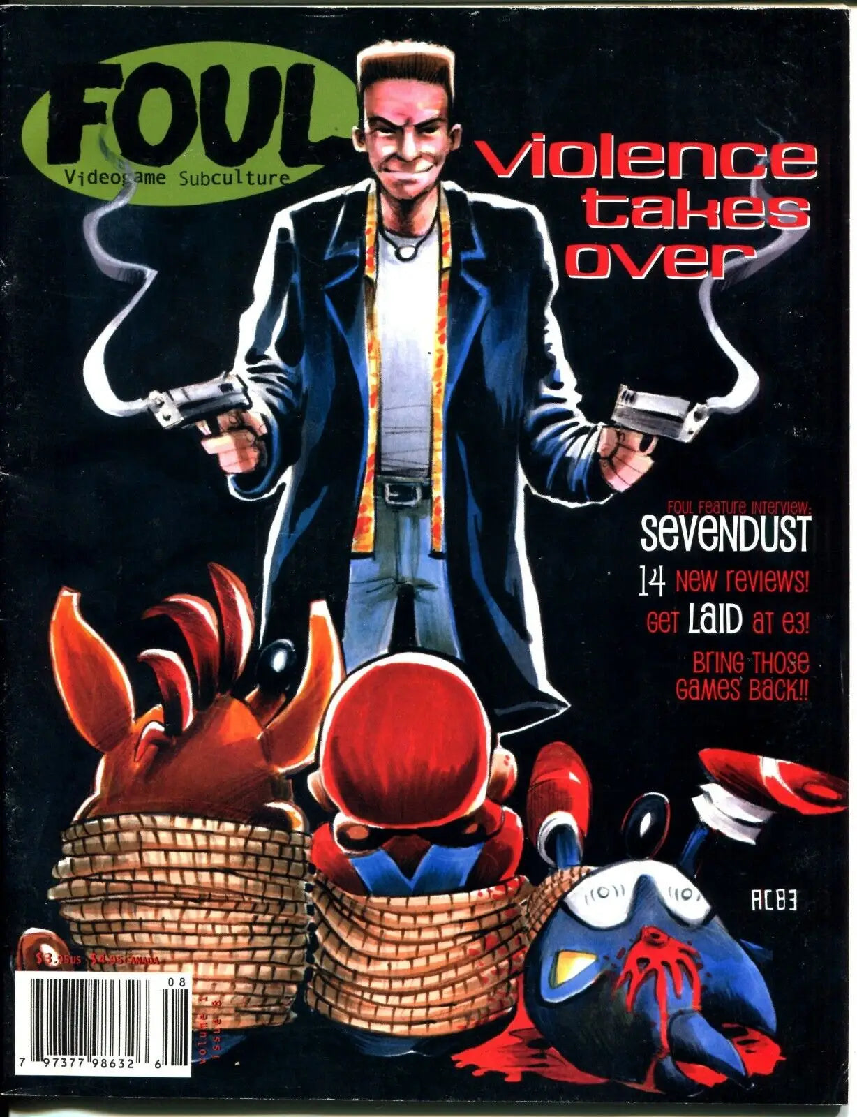 Vintage video game magazine cover of Foul Videogame Subculture #8 Violence Takes Over Gaming 2002