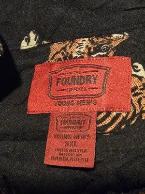 Foundry Supply Co Shirt Mens 3XL Black Tiger Print Short Sleeve Button Rayon - Apparel