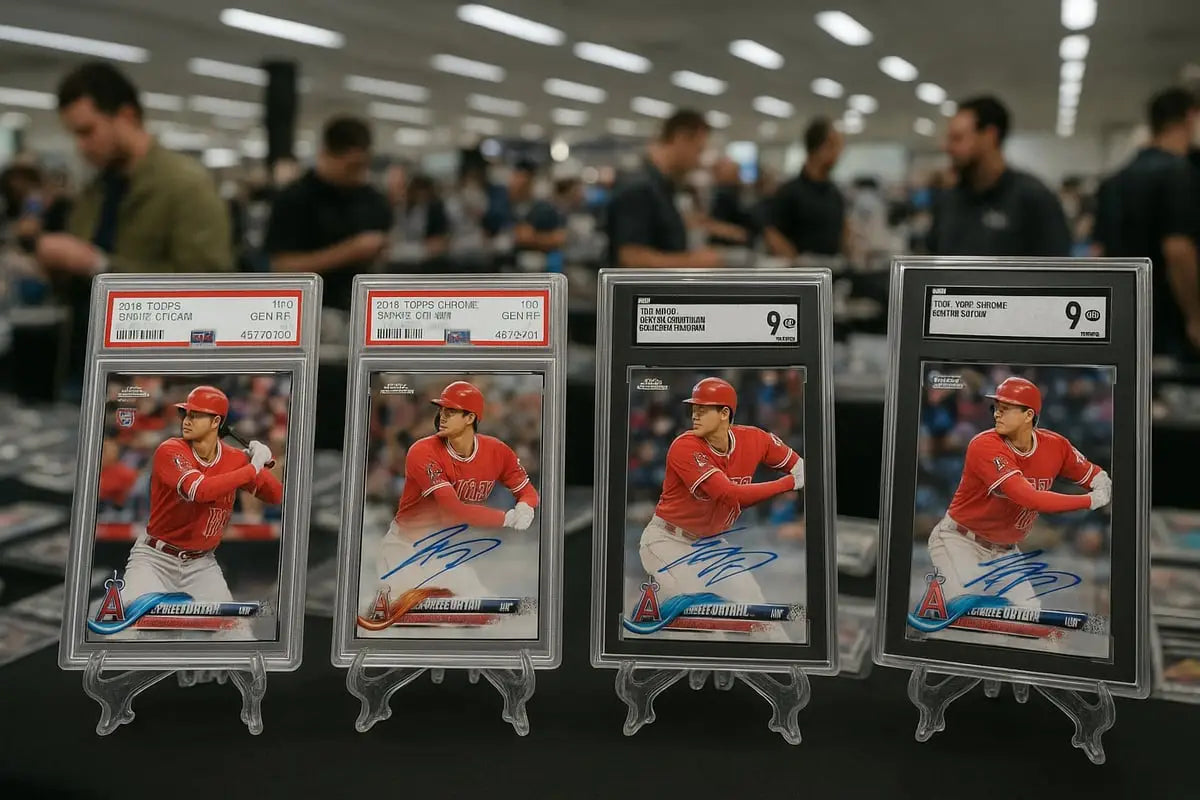 Four graded Shohei Ohtani rookie cards in Angels slabs