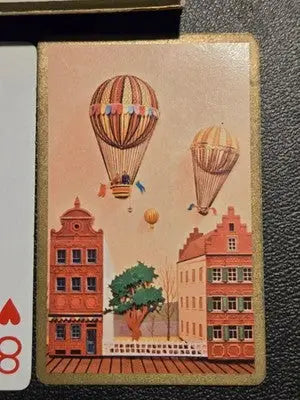 Fournier Playing Cards Vintage Gold Edged Hot Air Balloon Backs Made in Spain - Non-Sports Card Box