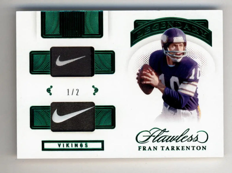 Fran Tarkenton 2021 Flawless Legendary Materials Sapphire 1/2 Nike Swoosh card display