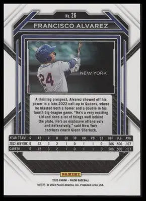 Francisco Alvarez 2023 Panini Prizm #26 New York Mets - Baseball Card Single