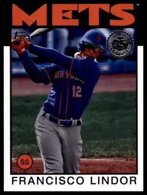 Francisco Lindor 2021 Topps 1986 Topps Baseball 35th Anniversary #86B-12 NY Mets - Baseball Card Single