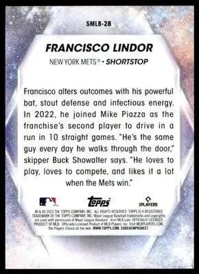 Francisco Lindor 2023 Topps Stars of MLB #SMLB-28 New York Mets - Baseball Card Single