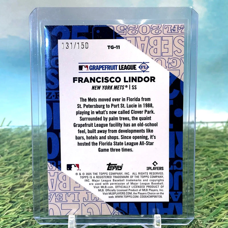 Francisco Lindor Mets Grapefruit League Refractor /150 2025 Topps Series 1 baseball card