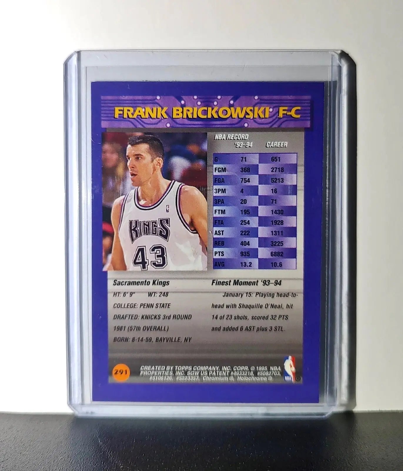 Frank Brickowski 1994-95 Topps Finest #291 Basketball Card - Basketball Card Single