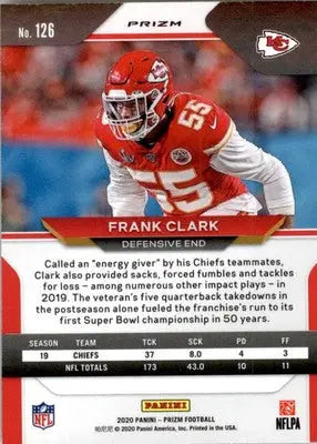 Frank Clark - 2020 Panini Prizm - #126 - Prizm Lazer Football - Football Card Single