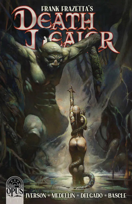 Fantasy book cover featuring Frank Frazetta and Death Dealer art by Luis Antonio Delgado