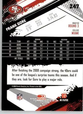 Frank Gore - 2009 Score - #247 - Football - Football Card Single