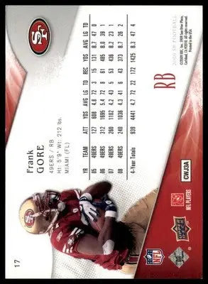 Frank Gore 2009 SP #17 San Francisco 49ers