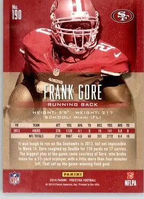 Frank Gore - 2014 Panini Prestige - #190 - Football