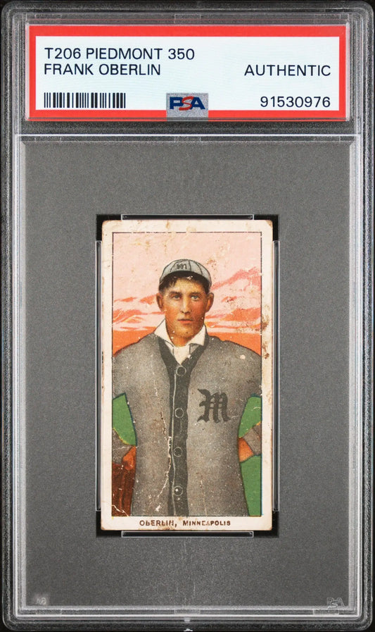 PSA Auth Frank Oberlin T206 Piedmont 350 baseball card in gray Detroit uniform