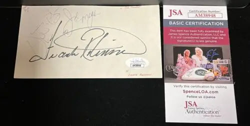 Autographed Leah Remini envelope certified by JSA with Frank Robinson Joe Morgan Vida Blue