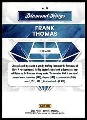 Frank Thomas 2023 Donruss Diamond Kings #4 Chicago White Sox - Baseball Card Single