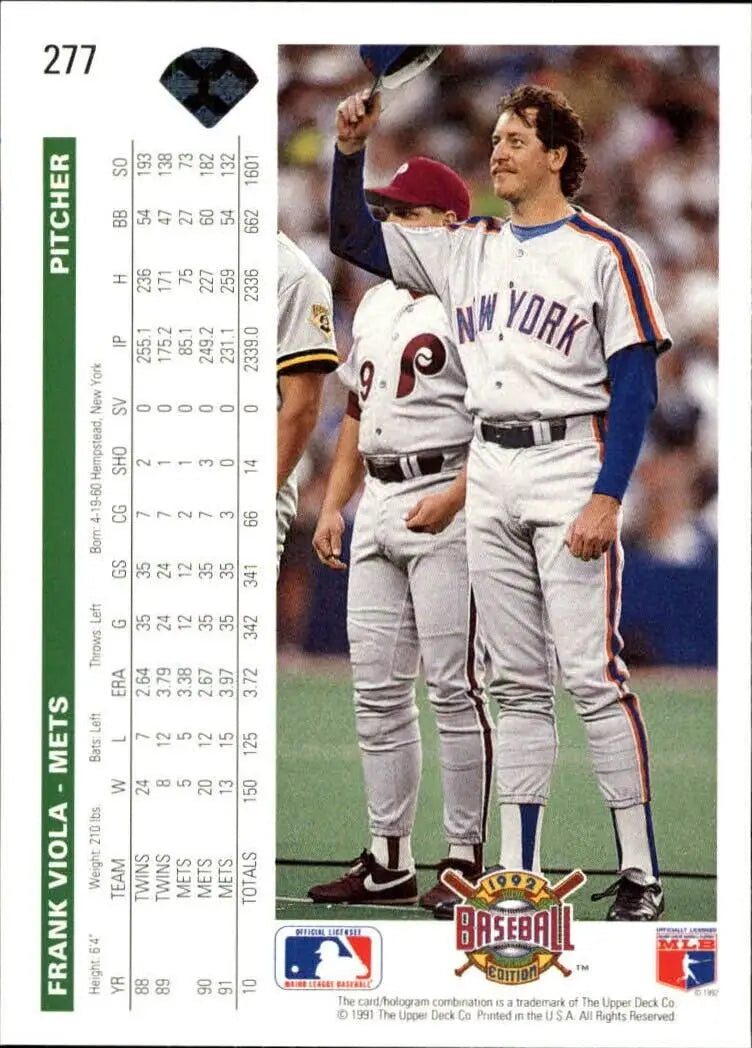 Frank Viola 1992 Upper Deck MLB #277 Baseball Card New York Mets