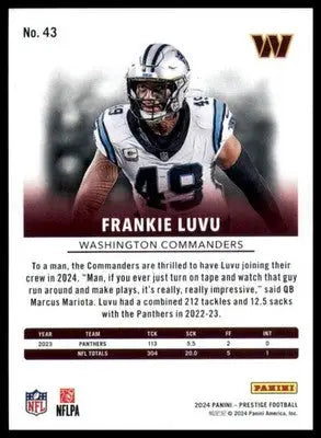 Frankie Luvu 2024 Panini Prestige #43 Washington Commanders