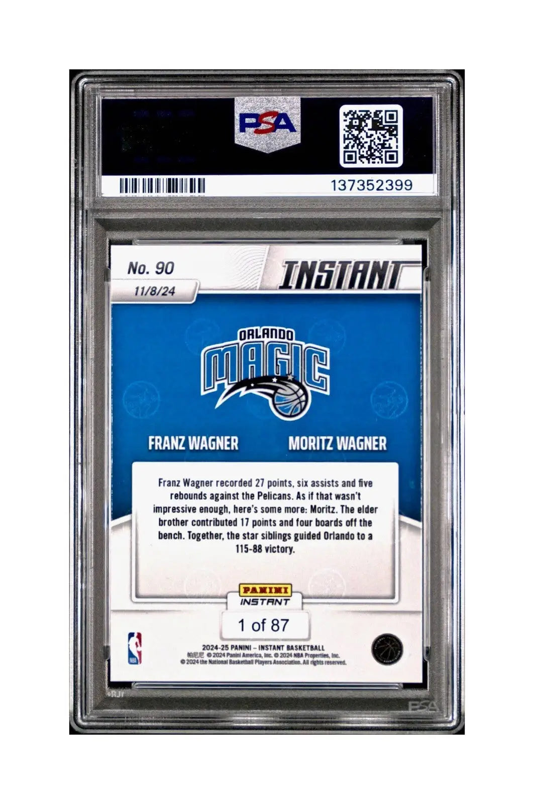 Franz Wagner / Moritz Wagner 2024 Panini NBA #90 Basketball PSA 10 Gem Mint - Basketball Card Single