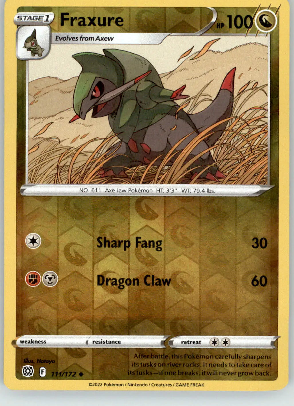 Fraxure - Brilliant Stars - 111/172 - Reverse Holo LP Pokemon - Pokémon Card Single