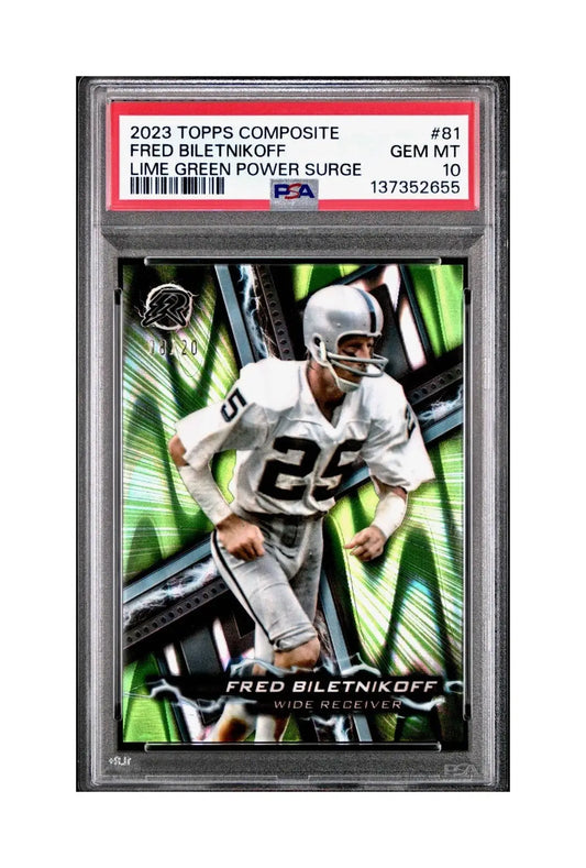 Fred Bilentnikoff 2023 Topps Resurgence 08/20 Lime Green Power Surge #81 PSA 10 - Football Card Single
