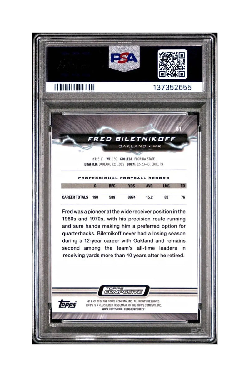Fred Bilentnikoff 2023 Topps Resurgence 08/20 Lime Green Power Surge #81 PSA 10