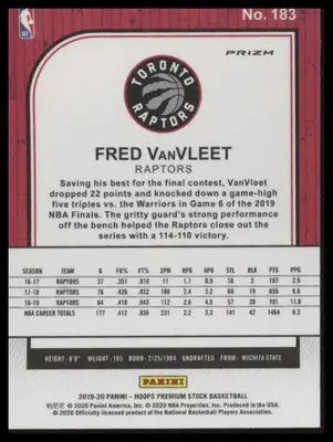 Fred VanVleet 2019-20 Hoops Premium Stock Prizms Flash #183 Toronto Raptors - Basketball Card Single