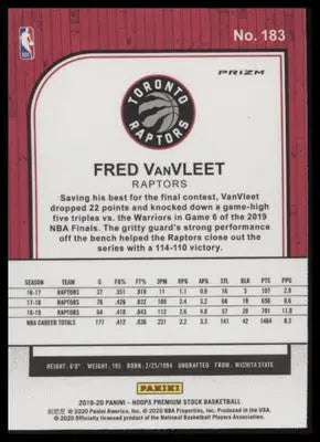 Fred VanVleet 2019-20 Hoops Premium Stock Prizms Red Flash #183 Toronto Raptors - Basketball Card Single