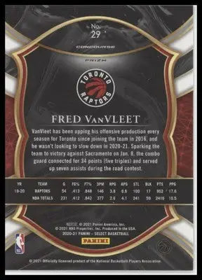 Fred VanVleet 2020-21 Panini Select Red White Orange Shimmer #29 Toronto Raptors - Basketball Card Single