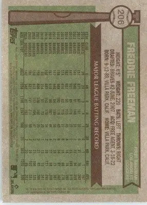 Freddie Freeman - 2025 Topps Heritage - #206 - Baseball - Baseball Card Single