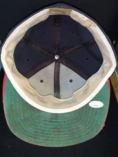 Worn interior of Freddie Patek California Angels signed cap for baseball cards collectors