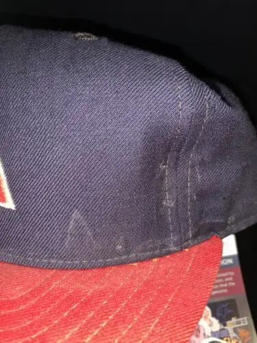 Navy and red baseball cap from Freddie Patek’s California Angels signed hat collection