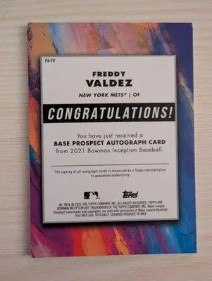 Freddy Valdez - 2021 Bowman Inception - #PA-FV - AU,SN Autographs Baseball - Baseball Card Single
