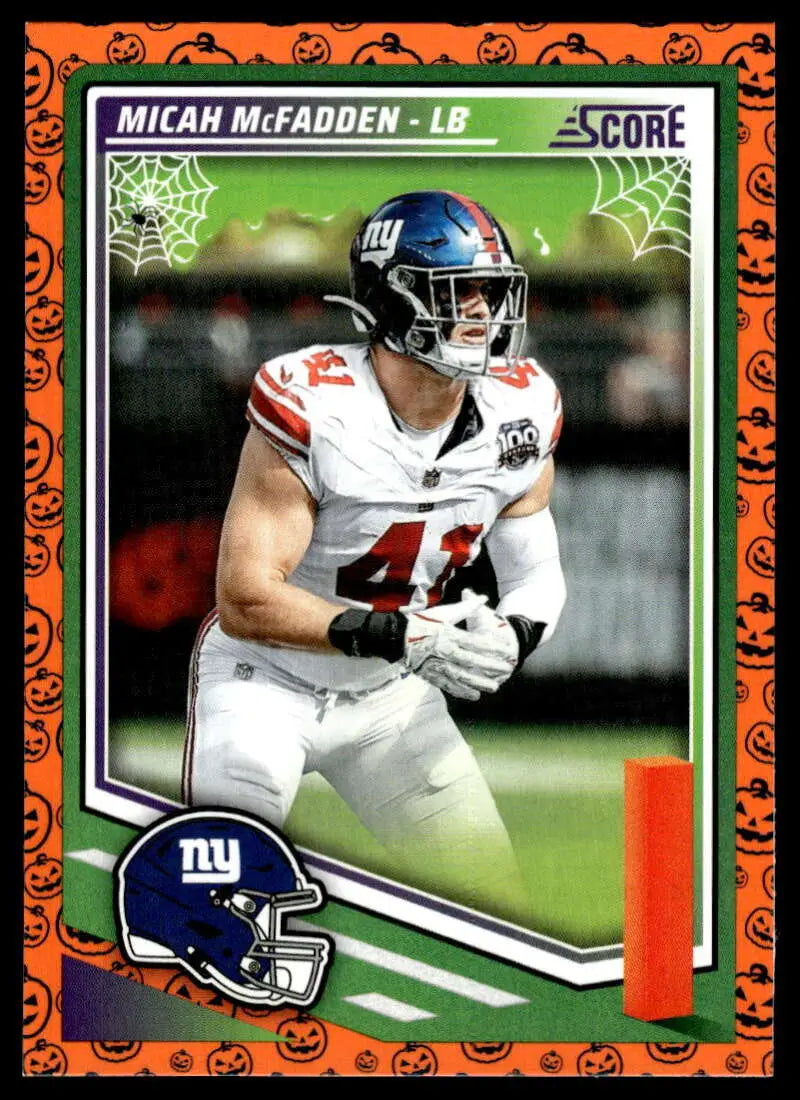 2025 Score Trick or Treat Pumpkin #216 Micah McFadden NM-MT NY Giants ID:80124
