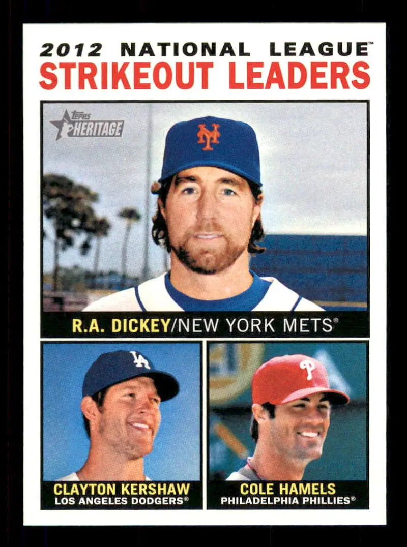2013 Topps Heritage #5 R.A. Dickey/Clayton Kershaw/Cole Hamels NM-MT ID:81582