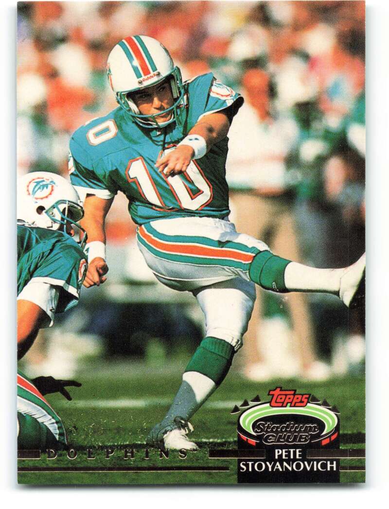 1992 Topps Stadium Club #233 Pete Stoyanovich EX Excellent Miami Dolphins Football Card  Image 1
