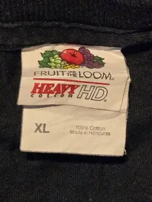 Fruit of the Loom Shirt Mens XL Black Heavy Cotton Graphic Crew Short Sleeve - Apparel