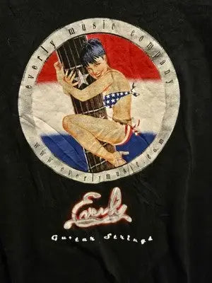 Fruit of the Loom T-Shirt Mens XL Black Everly Guitar Strings Music Graphic Tee - Apparel
