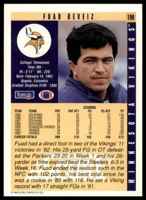 Fuad Reveiz 1993 Score #190 Minnesota Vikings - Football Card Single