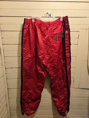 FUBU Track Pants Mens XXL Red Side Stripe 05 Fubu League Zip Pocket Joggers - Apparel