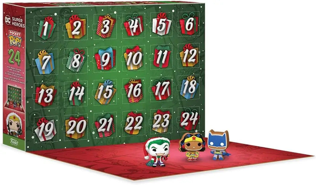 Funko Pop Advent Calendar with superhero figurines in numbered pockets for festive fun