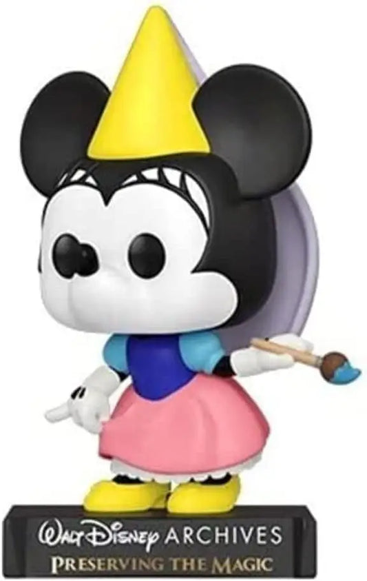 Cartoon figurine of Princess Minnie in party hat, Disney Archives Funko POP collectible
