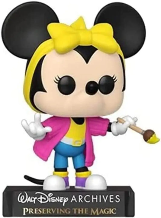 Funko Pop figurine of Totally Minnie in 1980s style with paintbrush from Disney Archives