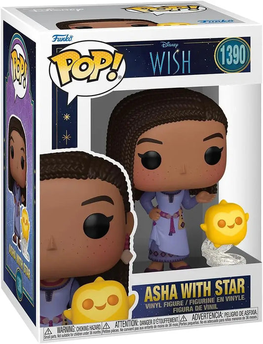 Funko Pop! vinyl figure of Asha with star from Disney’s Wish movie collectible