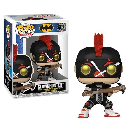 Funko Pop vinyl figure of Batman Clownhunter with red mohawk and yellow goggles