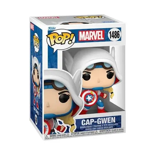 Funko Pop Marvel Cap-Gwen bobblehead figure from Gwenverse collection